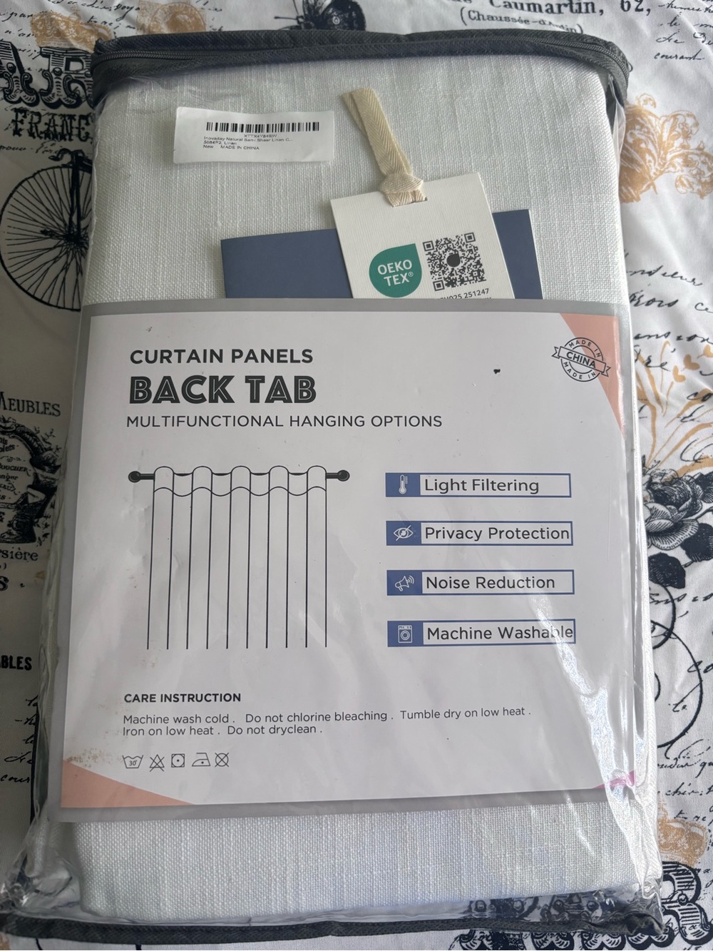 Curtain Panels Back Tab Light-Filtering Curtain - White 84 Inches Long